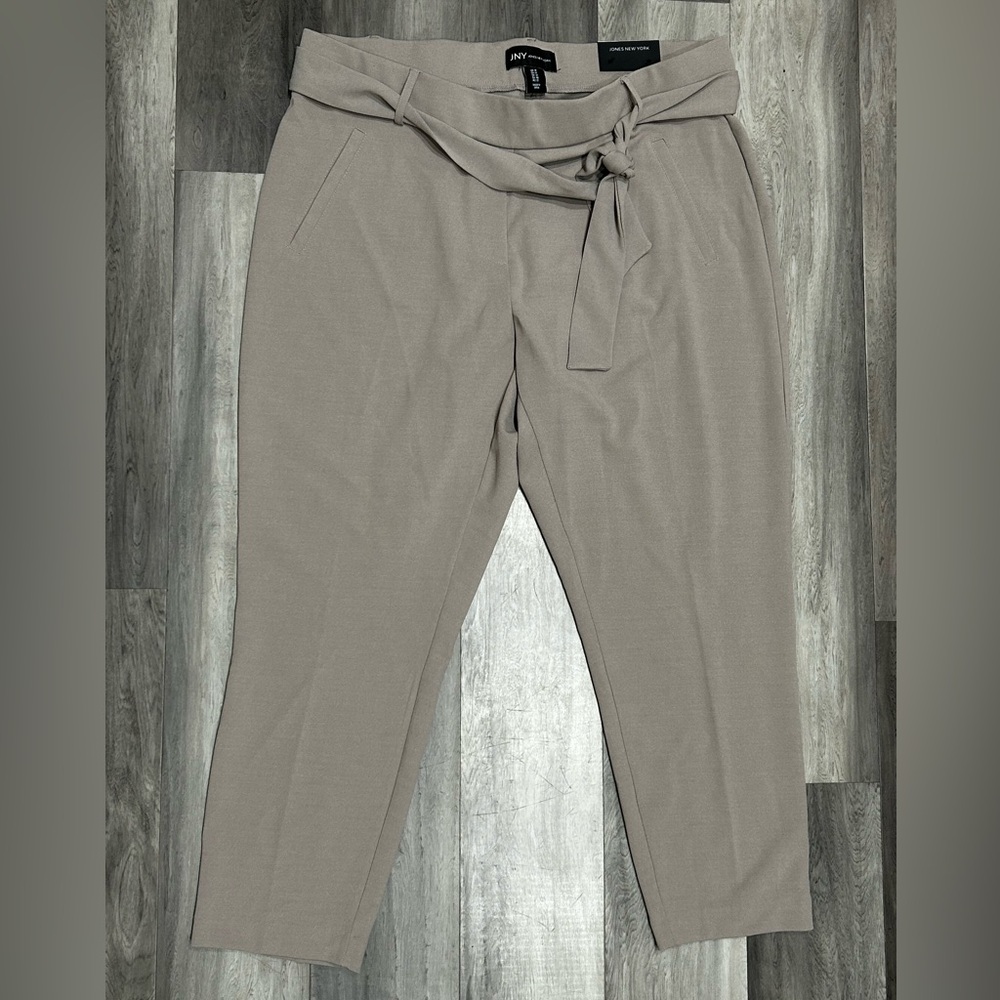 Jones New York Taupe Dress Pants with Tie-Waist
